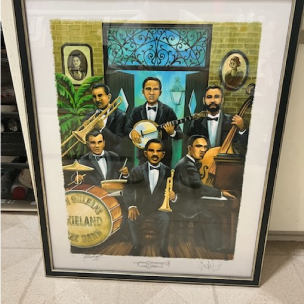 Authentic jazz painting signed by Hugh Laurie